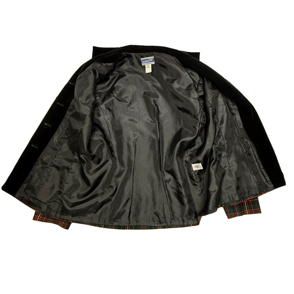 Vintage Pendelton Blazer Womens 10 Wool Black Red Plaid Button Up Career Jacket - Picture 9 of 12